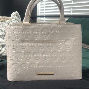Betsey Johnson White Skull Satchel